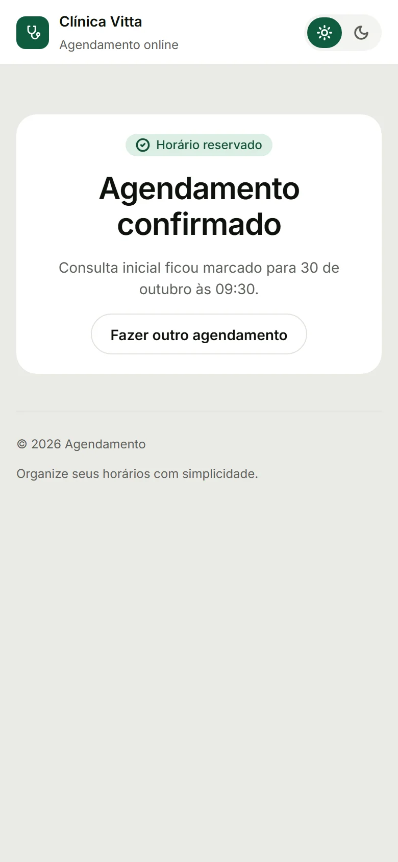 Agendamento confirmado no celular